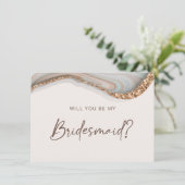 Agate Stone Marble wird meine Bridesmaid Card sein Dankeskarte (Stehend Vorderseite)