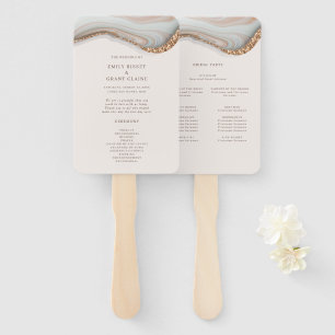 Agate Stone Marble Zeremonie Programm Hand Fan Fächer