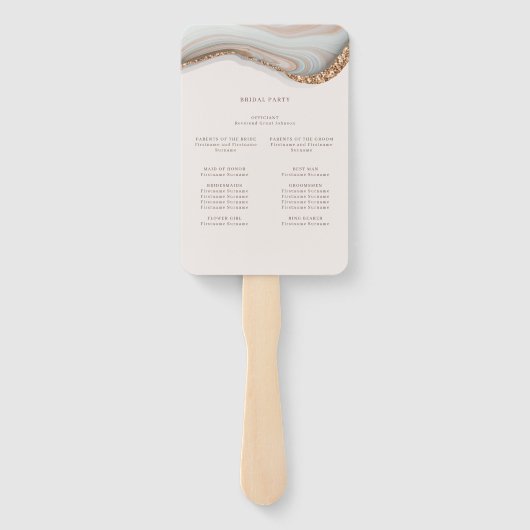 Agate Stone Marble Zeremonie Programm Hand Fan Fächer (Rückseite)