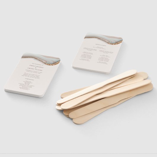 Agate Stone Marble Zeremonie Programm Hand Fan Fächer (Non-assembled)