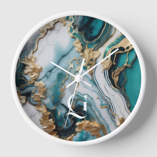 Agate Stone Monogram Aquamarin Uhr (Vorderseite)