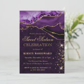 Agate Sweet lila und Gold Glitzer 16 Einladung (Stehend Vorderseite)