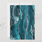 Agate Teal Rose Gold Script Wedding Einladung (Rückseite)