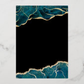 Agate Turquoise Aquamarin Black Gold Wedding Folieneinladung (Vorderseite)