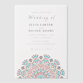 Agate Turquoise Aquamarin & Wine Floral Mandala Ho Pergament Einladungen