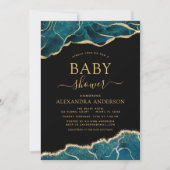 Agate Turquoise Baby Dusche Aquamarin Gold Blue Ei Einladung (Vorderseite)