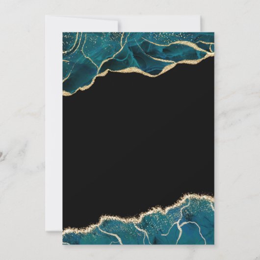 Agate Turquoise Baby Dusche Aquamarin Gold Blue Ei Einladung (Rückseite)