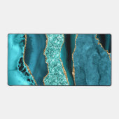 Agate Turquoise Gold Glitzer Marmor Schreibtischunterlage (Vorderseite)
