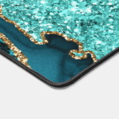 Agate Turquoise Gold Glitzer Marmorschreibmatte Schreibtischunterlage (Ecke)