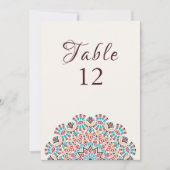 Agate Turquoise Mandala Wedding Table Number Einladung (Vorderseite)