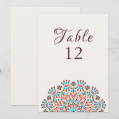 Agate Turquoise Mandala Wedding Table Number Einladung (Vorne/Hinten)