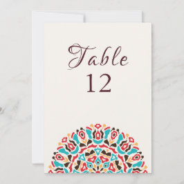 Agate Turquoise Mandala Wedding Table Number Einladung