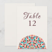 Agate Turquoise Mandala Wedding Table Number Einladung (Vorne/Hinten)