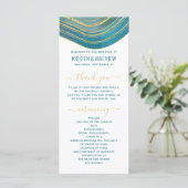 Agate Watercolor Gold Aquamarin Green Wedding Prog (Stehend Vorderseite)
