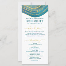 Agate Watercolor Gold Aquamarin Green Wedding Prog