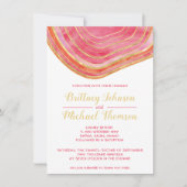 Agate Watercolor in Red Gold Accent Wedding Einladung (Vorderseite)