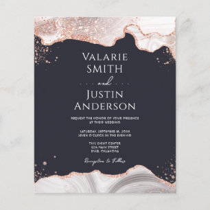 Agate Weiße Rosen Gold Budget Hochzeit Flyer
