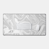 Agate White und Gray Marble Swirl Schreibtischunterlage (Tastatur & Maus)