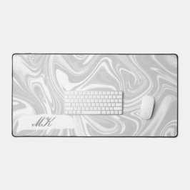 Agate White und Gray Marble Swirl Schreibtischunterlage