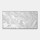 Agate White und Gray Marble Swirl Schreibtischunterlage (Vorderseite)