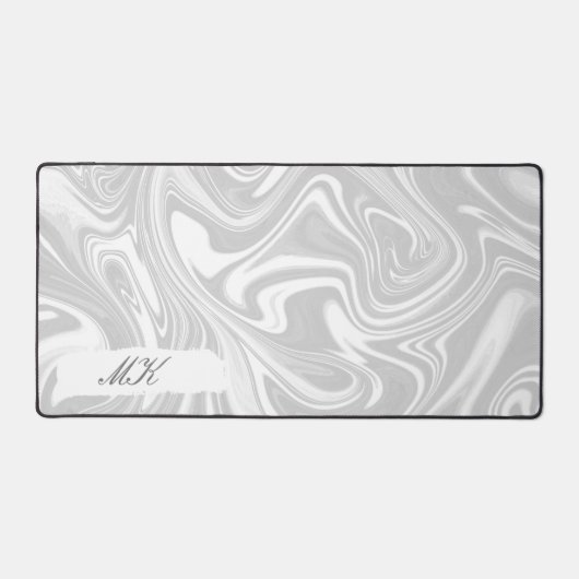 Agate White und Gray Marble Swirl Schreibtischunterlage (Vorderseite)