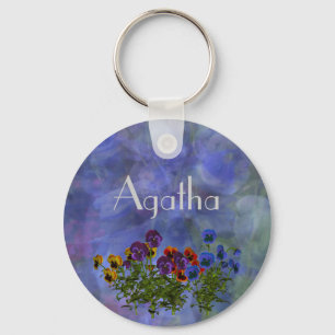 Agatha Purple Pansy Namensgeschenk Schlüsselanhänger