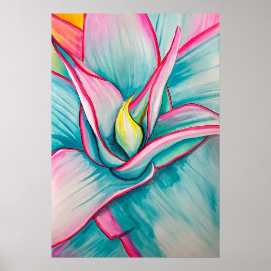 Agave Aquarellkunst Poster (Vorne)