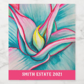 Agave Aquarellkunst Weinetikett (Einzelnes Label)