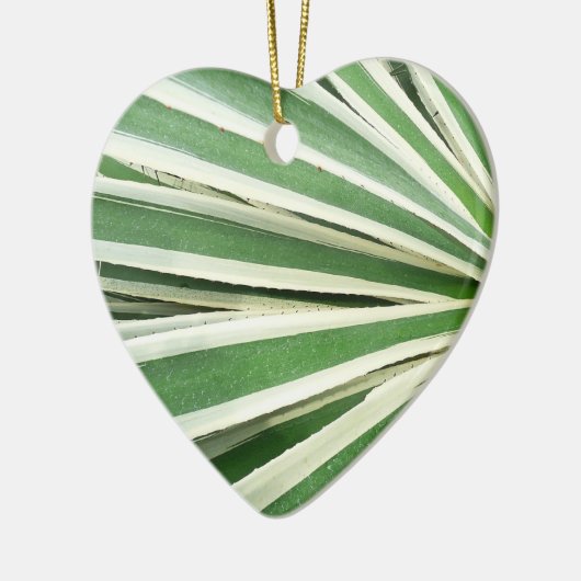 Agave Pflanze grün und weiß gestrichen Keramik Ornament (Links)