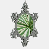 Agave Pflanze grün und weiß gestrichen Schneeflocken Zinn-Ornament (Links)