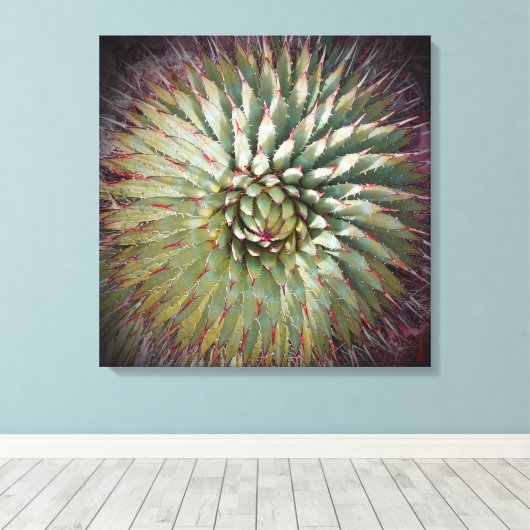 Agave Spikes Green Fine Art Square Leinwanddruck (Insitu (Holzboden))