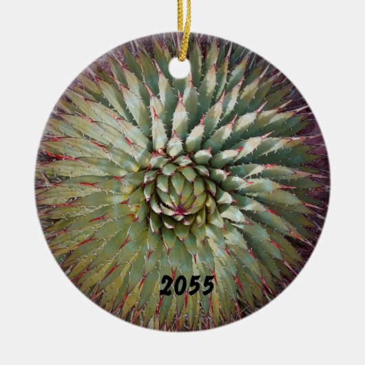 Agave Spikes Green und Lila Holiday Keramik Ornament (Vorne)