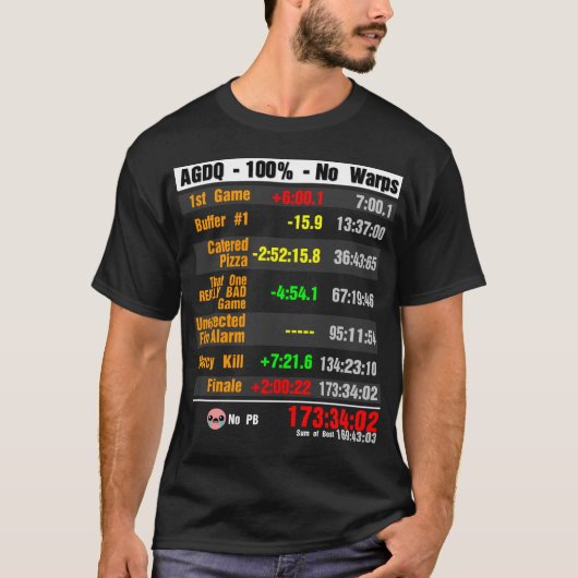 AGDQ 100% kein Verzerrungen SpeedRunning Timer T-Shirt (Vorderseite)