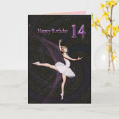 Age 14, a ballerina birthday card karte (Gelbe Blume)