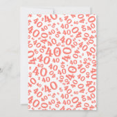 Age 40 Random Number Pattern Coral/White 40th Einladung (Rückseite)