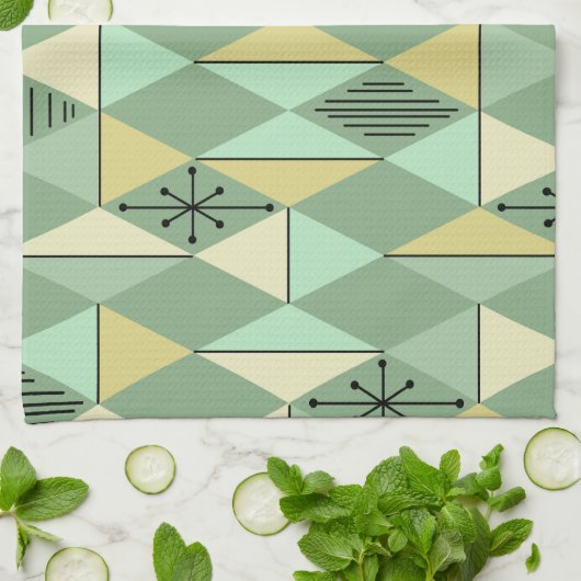 Age Art Diamonds Minze Green Yellow Geschirrtuch (Gefaltet)