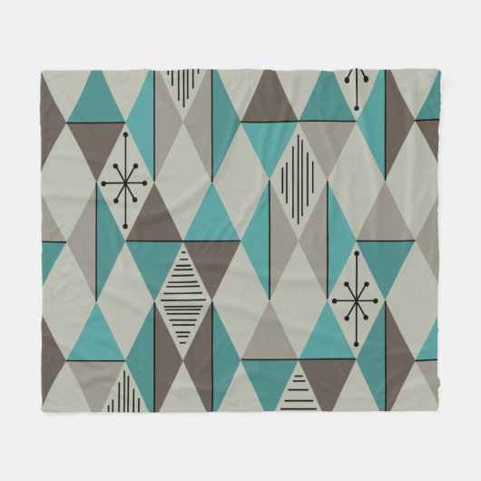 Age Art Diamonds Türkis Gray Fleecedecke (Vorderseite (Horizontal))