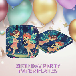 Age Birthday Beverzauberte Wald Fairies Blue Pappteller