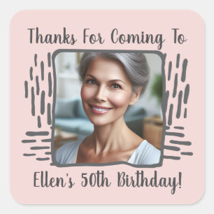Age Birthday Custom Foto Name Vielen Dank Quadratischer Aufkleber