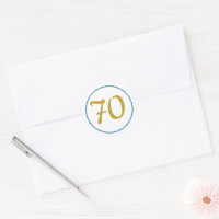 Age Birthday Party Umschlag Aufkleber Gold Blue