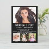 Age Progression Photo Black Modern Graduation Einladung (Stehend Vorderseite)