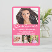 Age Progression Photo Pink Modern Graduation Einladung (Stehend Vorderseite)