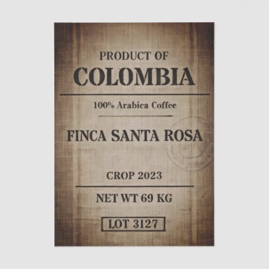 Aged Coffee Sack Typography Design FC9 Decoupage Seidenpapier (Vorderseite)