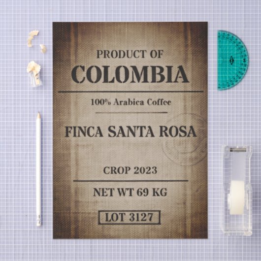 Aged Coffee Sack Typography Design FC9 Decoupage Seidenpapier (Handwerk)