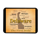 Aged Delaware Staatsstolz Map Magnet (Horizontal)