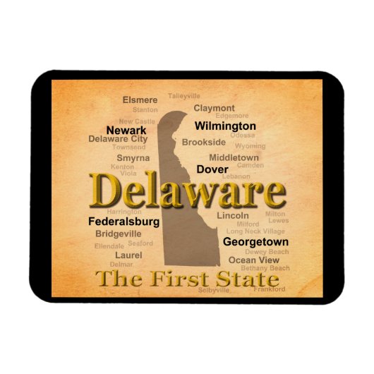 Aged Delaware Staatsstolz Map Magnet (Horizontal)