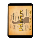 Aged Delaware Staatsstolz Map Magnet (Vertikal)