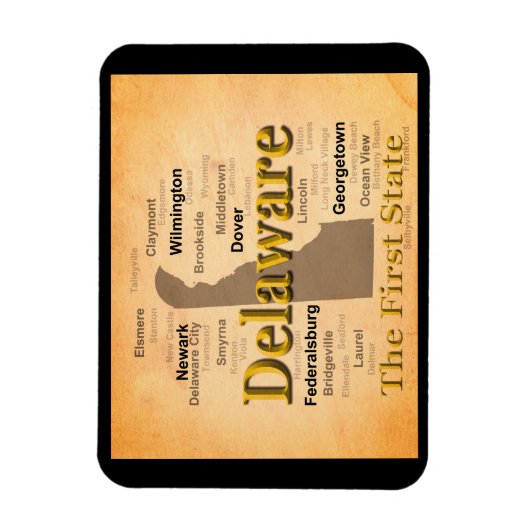 Aged Delaware Staatsstolz Map Magnet (Vertikal)