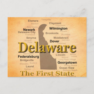 Aged Delaware Staatsstolz Map Postkarte