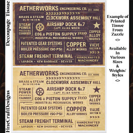 Aged Distressed Steampunk Work Signs FA8 Decoupage Seidenpapier